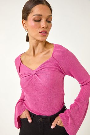 Roman Sweetheart Neck Ruched Knit Jumper