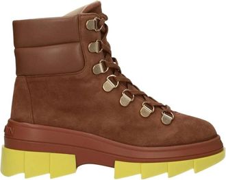Stuart Weitzman Bruine Su&egrave;de Veterschoenen - Dames - Veterlaarzen - Bruin - 40 EU - Su&egrave;de - Schoenen