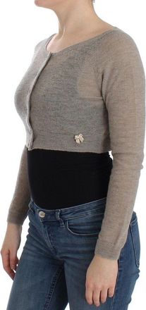 Ermanno Scervino Womens Beige Alpaca Leather Cardigan Clothing