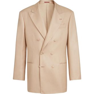 Brunello Cucinelli Tuxedo Jacket in Camel at Nordstrom, Size 44 It