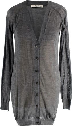 Prada Grey Super Fine Knit Cardigan Size XXS