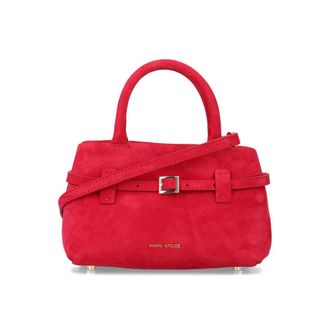 Manu Atelier Manu Atelier Le Cambon 20 Red Suede Bag Leather Shoulder