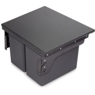 Emuca Contenedor De Reciclaje Para Fijaci&oacute;n Lateral En Mueble De Cocina Recycle 2x24litros, Acero, Pl&aacute;stico Gris Antracita - Emuca