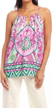 Karen Kane Kira Keyhole Tank Top In Multicolor