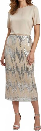 THML Clothing Sequin Long Skirt In Gold