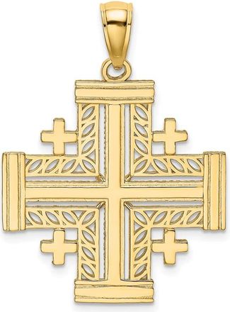 Diamond2Deal 14k Yellow Gold Cut-Out Jerusalem Cross Charm