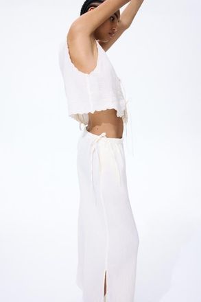 H&M Drawstring-detail Muslin Pants in Cream at Nordstrom, Size X-Small