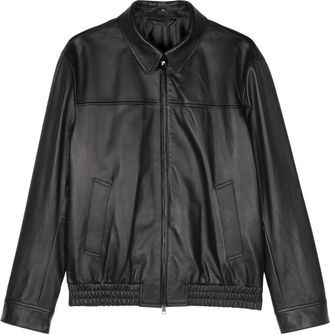 Brioni leather jacket - men - Cupro/Lamb Skin - 50 - Black