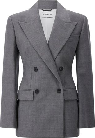 Givenchy Jassen, Dames, Grijs, 2Xs, Wol, Wollen Slim-Fit Blazer Dubbel-Breasted