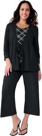 Jessica London 2-In-1 Layered Tunic in Black Bias Stripe at Nordstrom, Size Medium