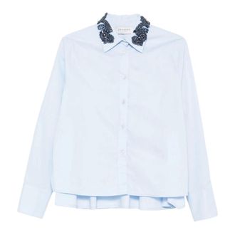 Ermanno Scervino Shirts, female, Blue, Size: 2XS Mfa04 Camicia