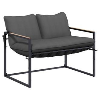 vidaXL Conjunto De Sof&aacute;s De Jard&iacute;n Negro Y Antracita Acero Vidaxl