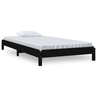 Berkfield Home Stack Bed Black 75x190 cm Small Single Solid Wood Pine