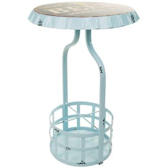 Wanderlust Deco Wanderlust Deco - Mesa Botellero De Metal Azul 42x42x60