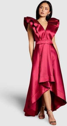 Coast Petite Frill Sleeve Midi Dress in Red at Nordstrom, Size 10P