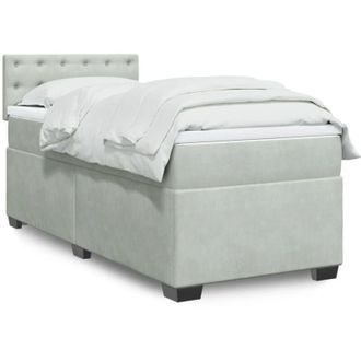 vidaXL Cama Box Spring Con Colch&oacute;n Terciopelo Gris Claro 100x200 Cm