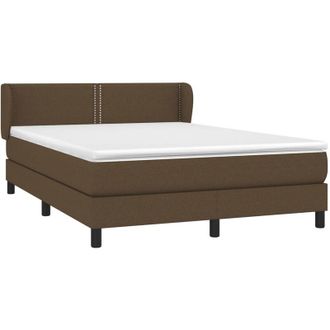 vidaXL Vidaxl - Cama Box Spring Con Colch&oacute;n Tela Marr&oacute;n Oscuro 140x190 Cm