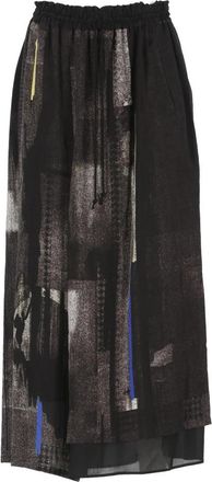 Yohji Yamamoto Antraciet Elastische Taille Rok met Trekkoord - Dames - Maxi Rokken - Grijs - S - Rokken