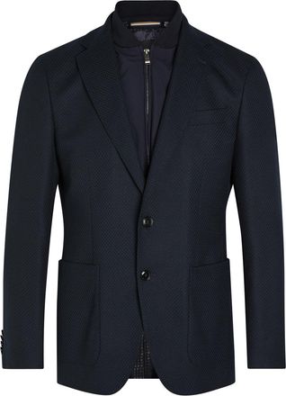BOSS Boss Textured Layered Cotton-blend Blazer - Navy - 54 (UK44 / Xxl)