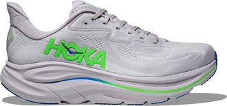 Hoka One One Mens Clifton 10 Shoes In Ash Grey / Neon Green