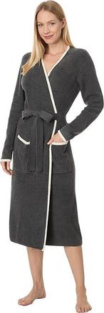 Barefoot Dreams CCL Contrast Ribbed Robe Womens Pajama Carbon-Pearl : XXS/XS (Womens 00-2), Nylon/Rayon