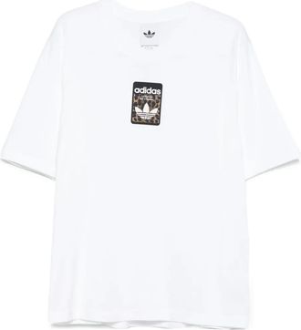 adidas T-shirt con stampa leopardo e logo - Bianco