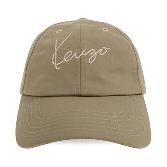 Kenzo Signature Geborduurde Pet - Heren - Petten - Groen - ONE Size - Nylon - Accessoires