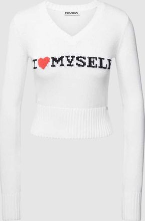 Review Strickpullover mit I LOVE MYSELF Stitching in Weiss, Gr&ouml;&szlig;e XL