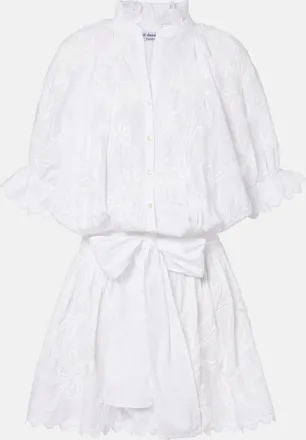 Juliet Dunn Embroidered cotton minidress