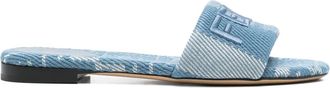 Fendi Sandali slides con ricamo - Blu