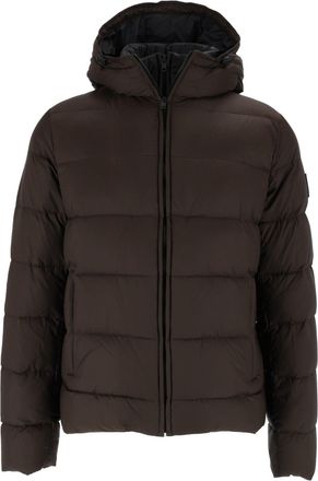 Fay Blue Hooded Horizontal Quilted Down Jacket