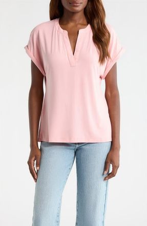 Tommy Bahama Kauai Split Neck Top in Quartz Pink at Nordstrom, Size X-Small