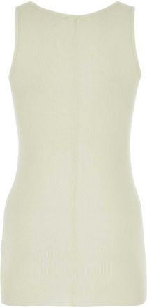 Ami Womens Ribbed Viscose Blend Tank Top White Nylon Sweater