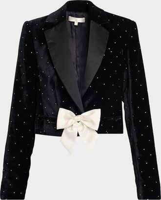 LoveShackFancy Orlisa Cropped Velvet Blazer