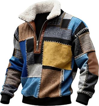 Generic Christian Sweatshirts Quarter Zip Pullover Men Fleece Stand Collar Mens Jumpers Christ Crosses Printed Long Sleeve Sweatshirt Block Color Winter Warm 