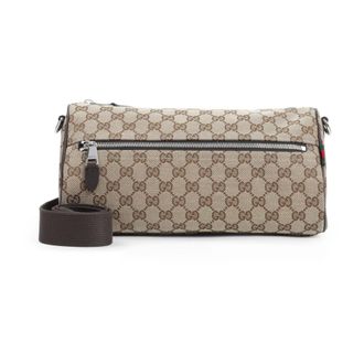 Gucci GG Canvas Small Cylinder Bag - Heren - Schoudertassen - Beige - ONE Size - Nylon - Tassen