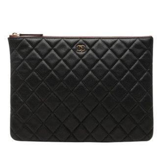 Chanel Pre-owned Gevatte Caviar Leren Clutch - Dames - Pre-owned - Zwart - Maat: ONE Size Leer