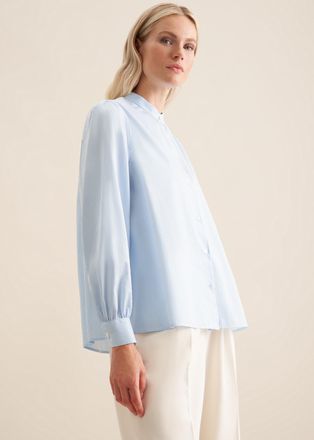 Seidensticker Klassische Bluse SEIDENSTICKER Schwarze Rose, Damen, Gr. 4XL (48), blau (hellblau), 100% Baumwolle, gestreift, regular fit, ohne Ausschnitt, Blusen Kl