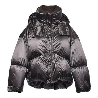 Baldinini Donsjack van Wol en Nylon - Dames - Jassen - Bruin - Maat: S Wol