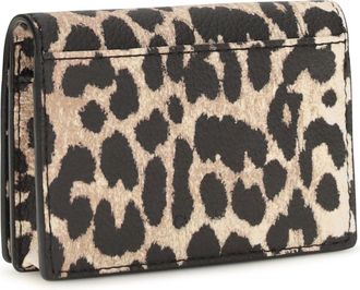 Ganni Womens Bou Animal Print Card Holder Almond Milk Wallet
