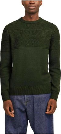 Jack & Jones Jack & Jones, Round-neck Knitwear, male, Green, Size: S Green Crew Neck Jersey Knit