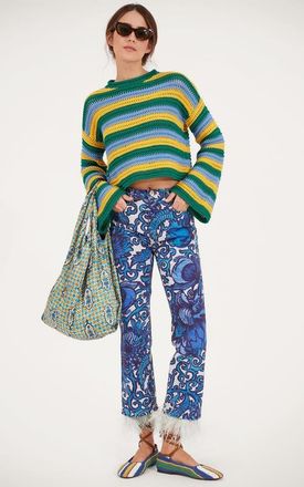 La DoubleJ The Fancy Crop Jean in Anemone Blue at Nordstrom, Size 28