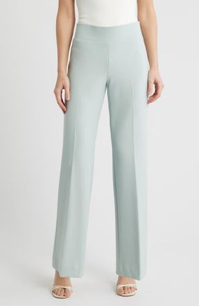 Anne Klein High Waist Pull On Wide Leg Pants in Soft Aloe at Nordstrom, Size Xx-Small