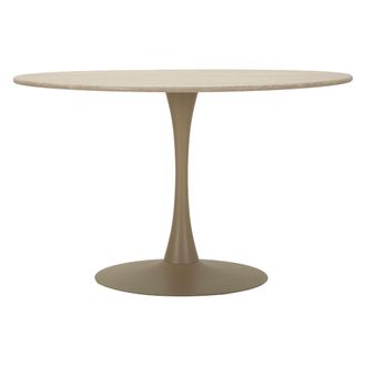 Dmora Mesa Fija Ceduna, 4 Plazas, Redonda, Tono Crema, 120x120x86h Cm Blanco Crema