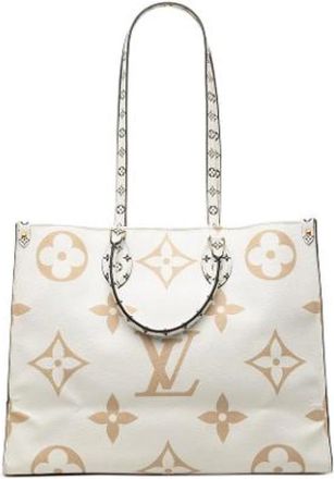Louis Vuitton Pre-owned Onthego Tote Bag - Dames - Vintage Shopper - Beige - ONE Size - Leer - Vintage