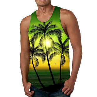 Generic Tank Tops Vests for Men UK Summer Beach Casual Holiday Hawaiian Print Sleeveless Athletic Gym Muscle Tee Shirts Tops Sports Workout Blouses Tank Top,A
