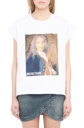 Zadig&Voltaire Cloex Crystal Embellished Voltaire T-Shirt in White at Nordstrom, Size Xx-Small