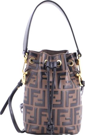 Fendi Fendi Brown Zucca Embossed Leather Mon Tresor Bucket Bag Mini (Authentic Pre- Loved)