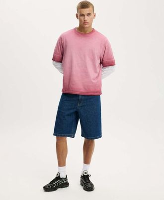 Cotton On Pantaloncini ampi in denim blu crash