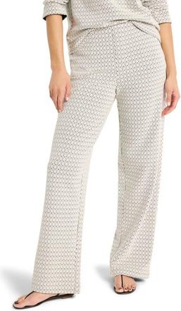 Nic+Zoe Lenox Subtle Swirl Wide Leg Cotton Blend Pants in Cream Multi at Nordstrom, Size X-Small